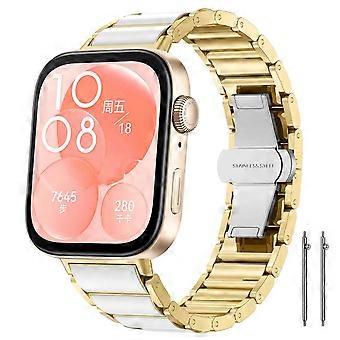 Ceramic Stainless‑Steel Hybrid Metal Replacement Watch Band Strap For Huawei Watch Fit4 / Fit4 Pro