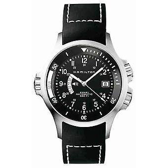 Hamilton Uhr khaki navy gmt e/neg cauc Automatische Analog Herrenuhr mit H77615333 GummiArmband
