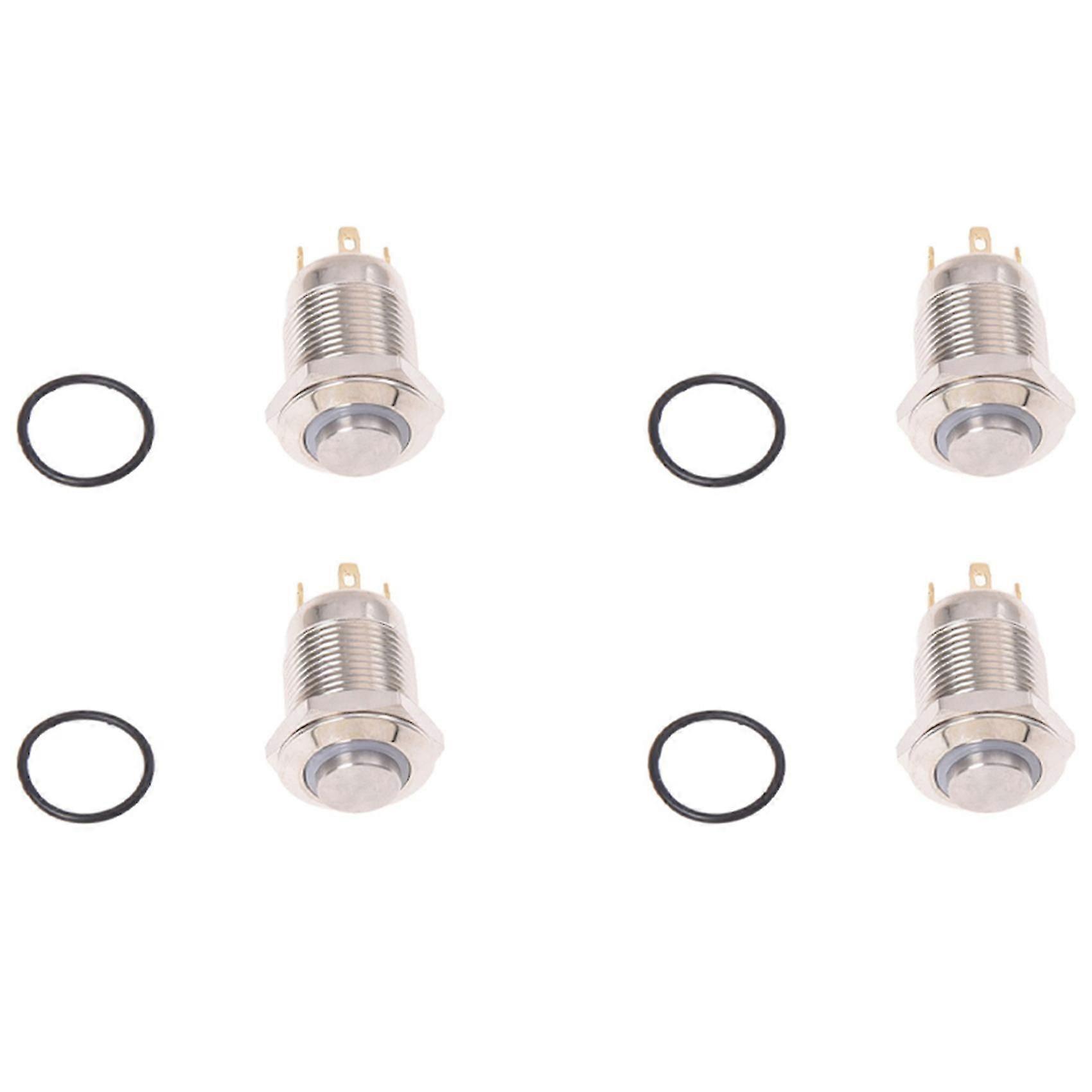 4X 3V Push Button Switch Doorbell Button Blue LED 12 mm SilverSNNGV