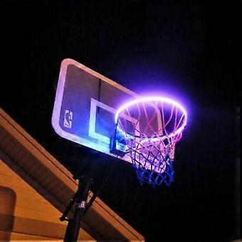 LED Solar Basketball Hoop Light, Waterproof IP65 RGB Rim Strip with 90 LEDs, 7 Light Modes, Auto On at Night for Outdoor Play, 1.5m