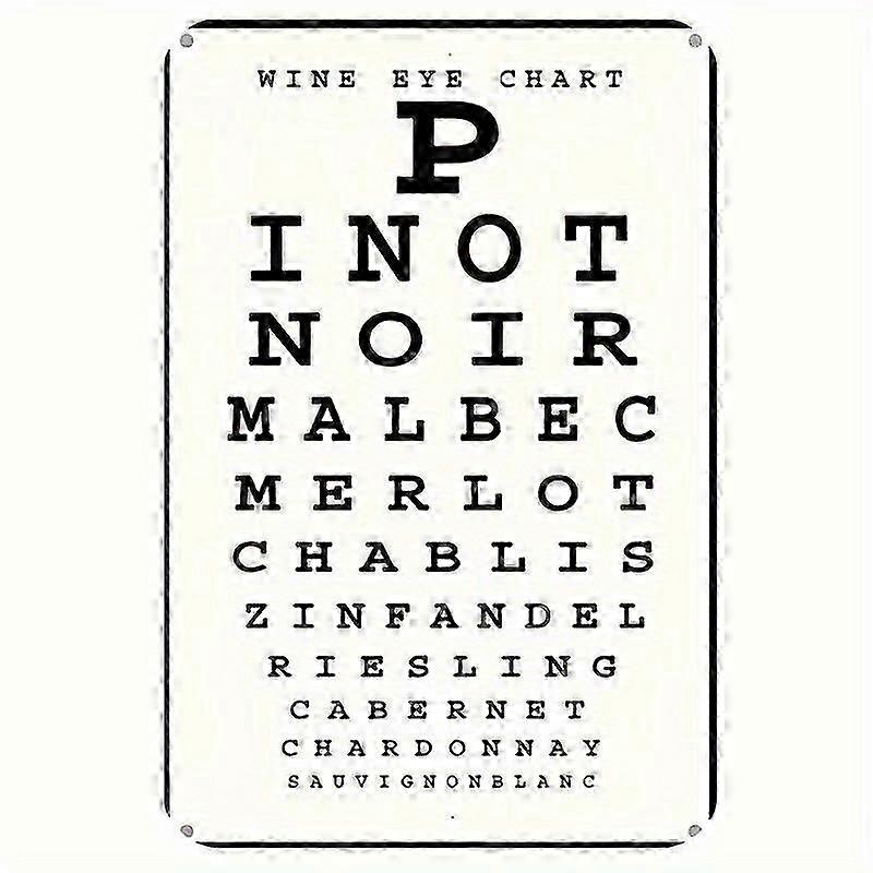 Wine Eye Chart Rustic Metal Tin