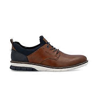 Herren Schuhe Rieker 14454-22 | Dustin | Braun/Marineblaues Leder | Herren Schuhe mit elastischen Schnürsenkeln, zum einfachen Anziehen.