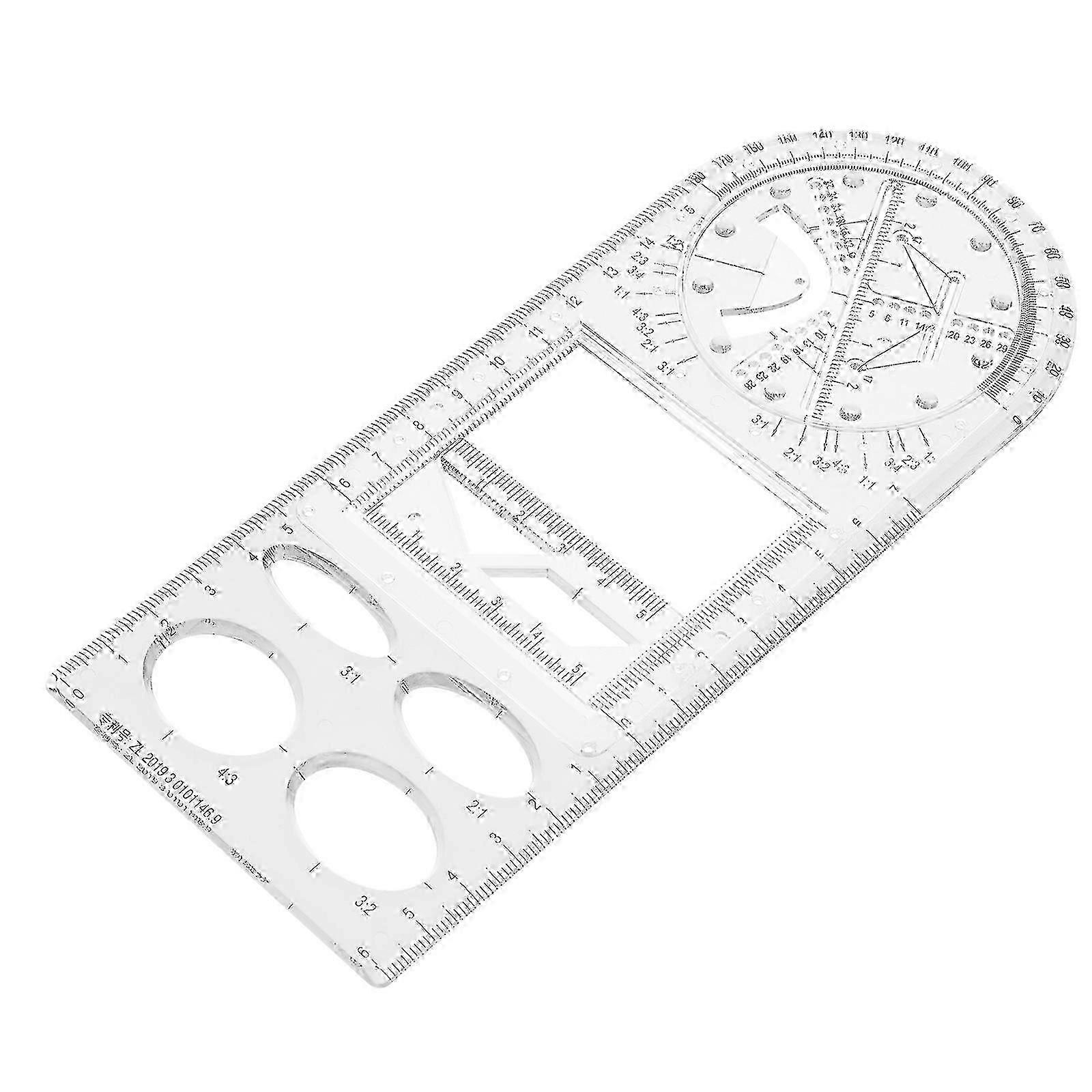 2026 Suitable Multifunctional Geometric Ruler Plastic Drawing Tool compatible with School Use