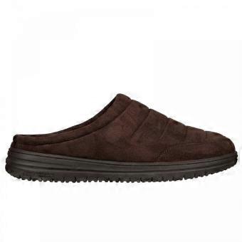 Heren Skechers Relaxed Fit: Murette - Garvanza | Chocolade | Heren muilen met imitatiebontvoering.