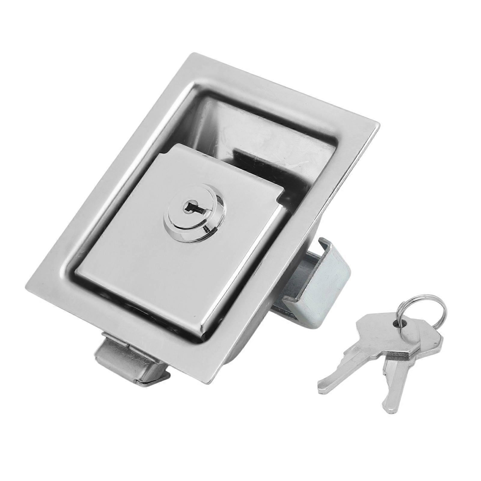 Embedded Panel Lock Stainless Steel Rectangular Trailer Paddle Door Key Latch Handle Truck Toolbox Lock