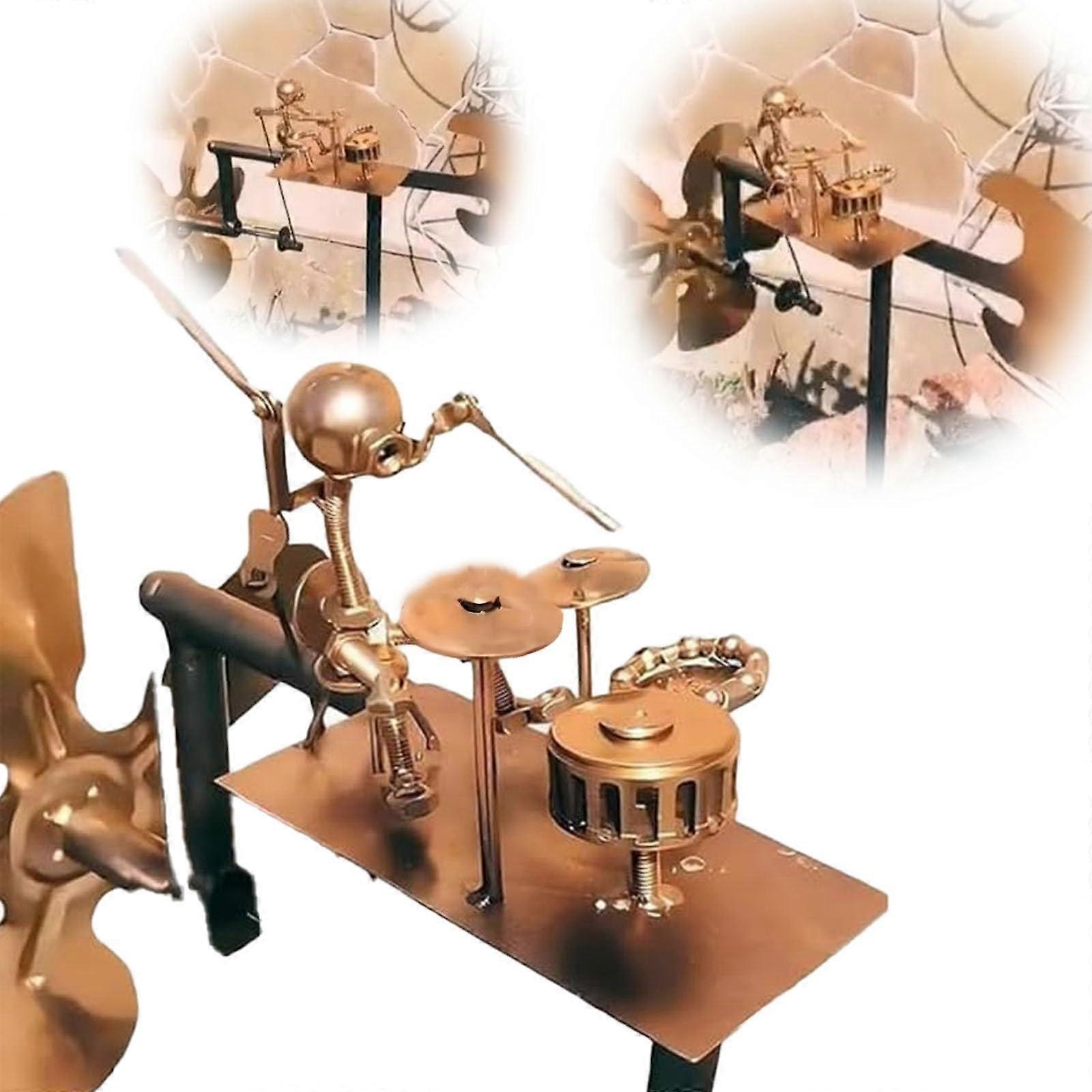 Handmade Steampunk Drummer Wind Sculpture