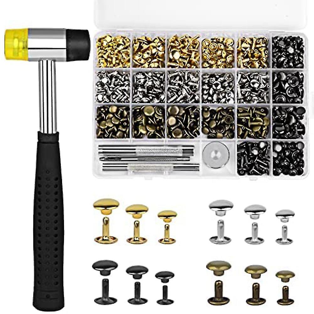 360 Setti Nahkaniitit 4 Väriä Double Cap -niitit Putkimaiset 4kpl DIY-nahkaan Käsityövaatteet Kengät