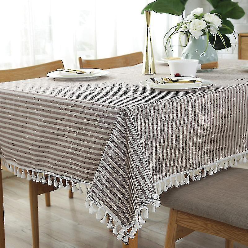 Tablecloths Simple Striped Tablecloth Plain Tassel Tablecloth Table Linen Tablecloth Cover Towel Tablecloths
