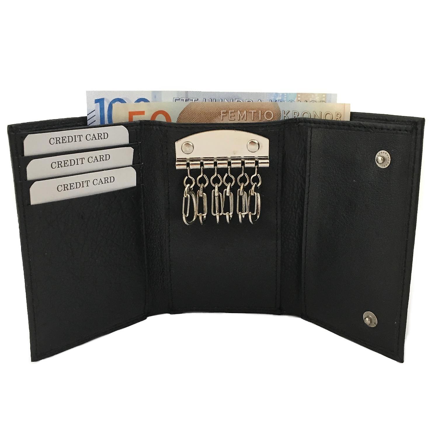 Stor nyckelfodral i äkta läder med 6st krokar