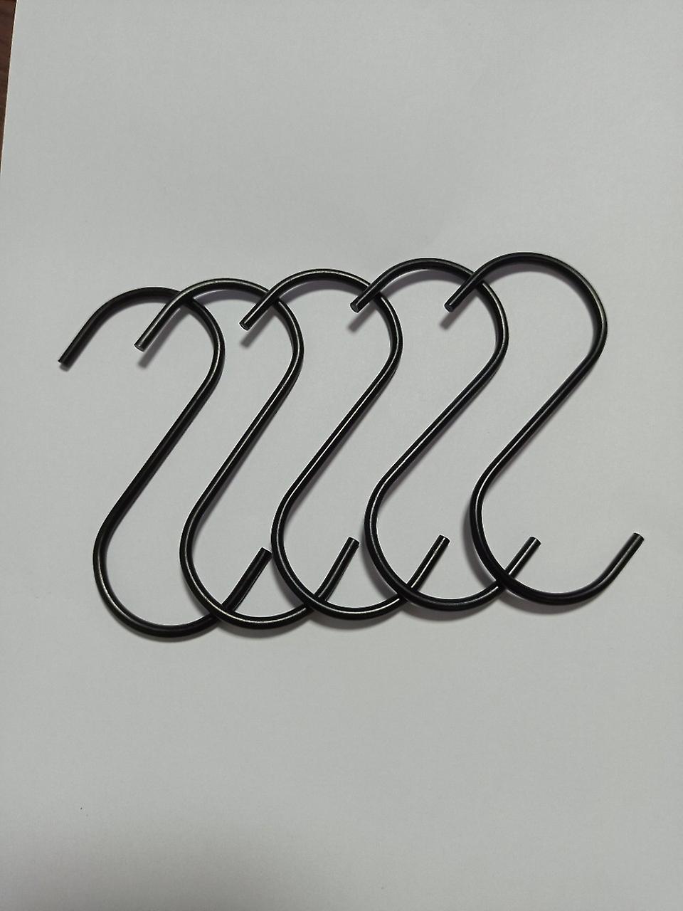 Set of 5 S Shape Hooks Metal Hooks Hooks for Kitchen Bathroom Bedroom,Black