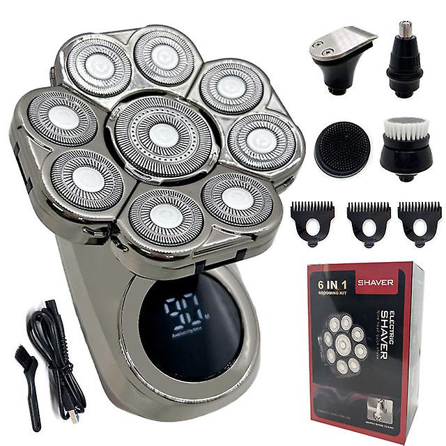 9 lames Multi Kit de toilettage Digital Display Rasoir électrique Tondeuse à cheveux Barbe Rlectric Razor Wet Dry Men Machine à raser le visage