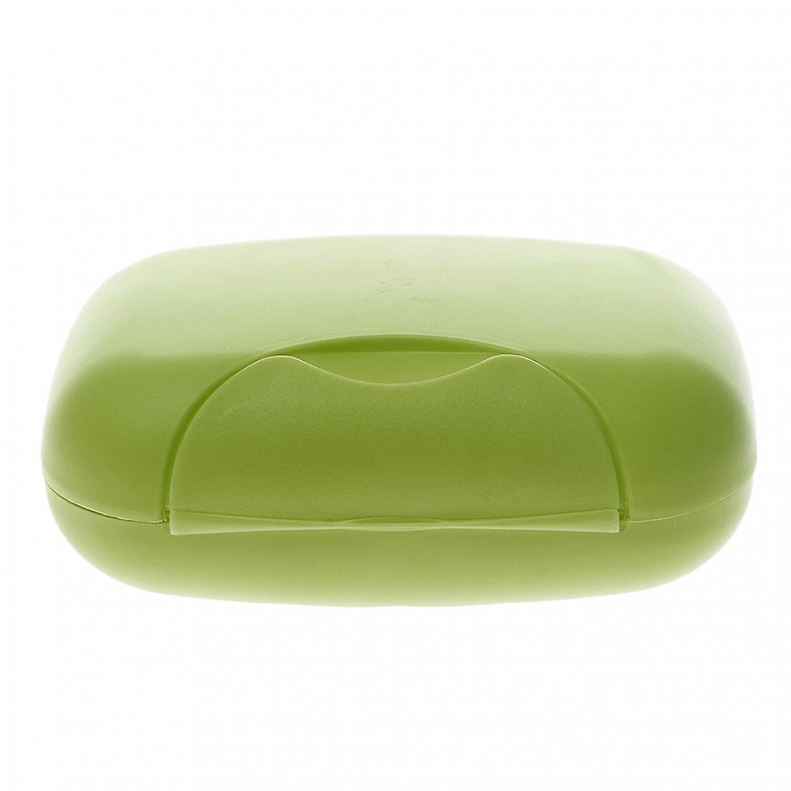 Plastic Soap Case Kit Flat Box Holder Tin Container For Travel Light Green