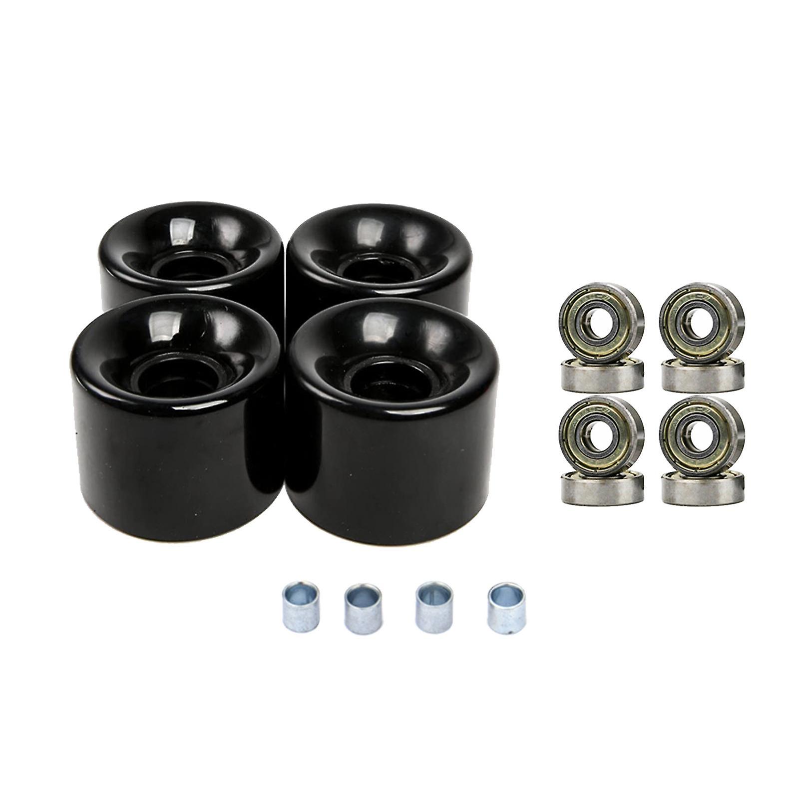 Conjunto de 4 Rodas de Skate com Rolamentos 60mm Capa Preta Dourada
