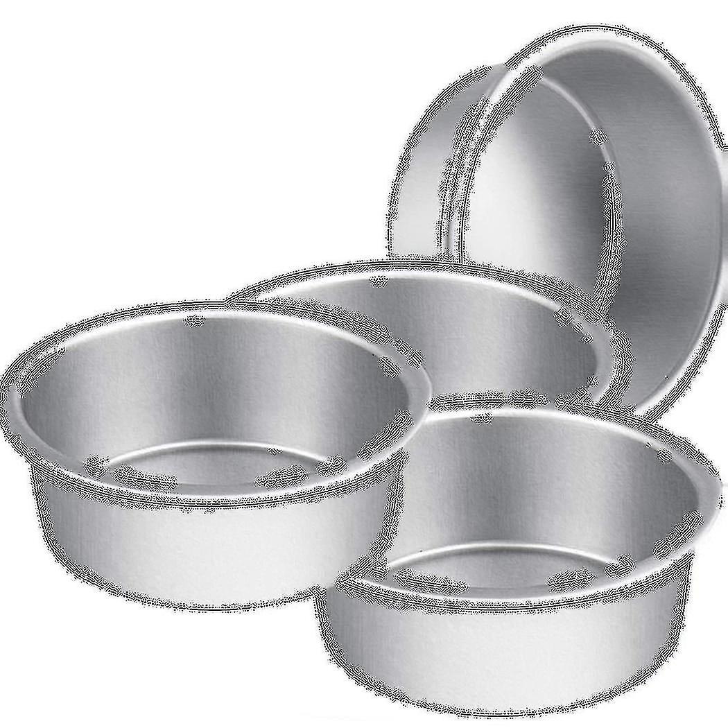4pack Round Cake Tin Non-stick Cake Deep Round Cake Moulds Bakeware Fixed Base Cake Pan For Birthda