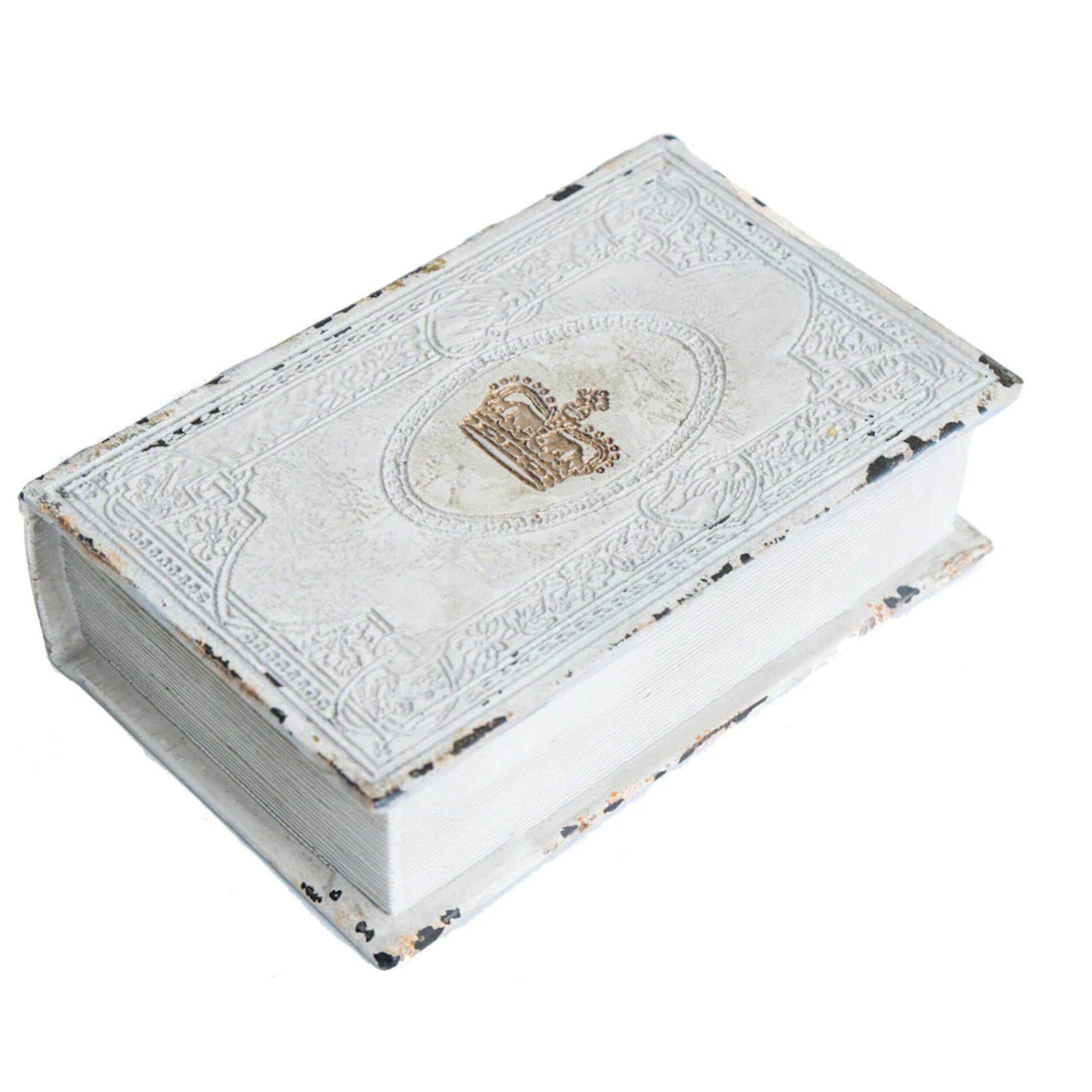 White Book Storage With Gold Crown