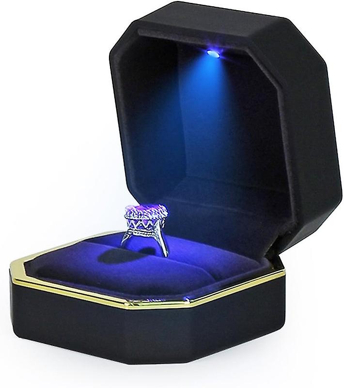 Luxury Ring Box, Square Velvet Wedding Ring Case Jewelry Gift Box