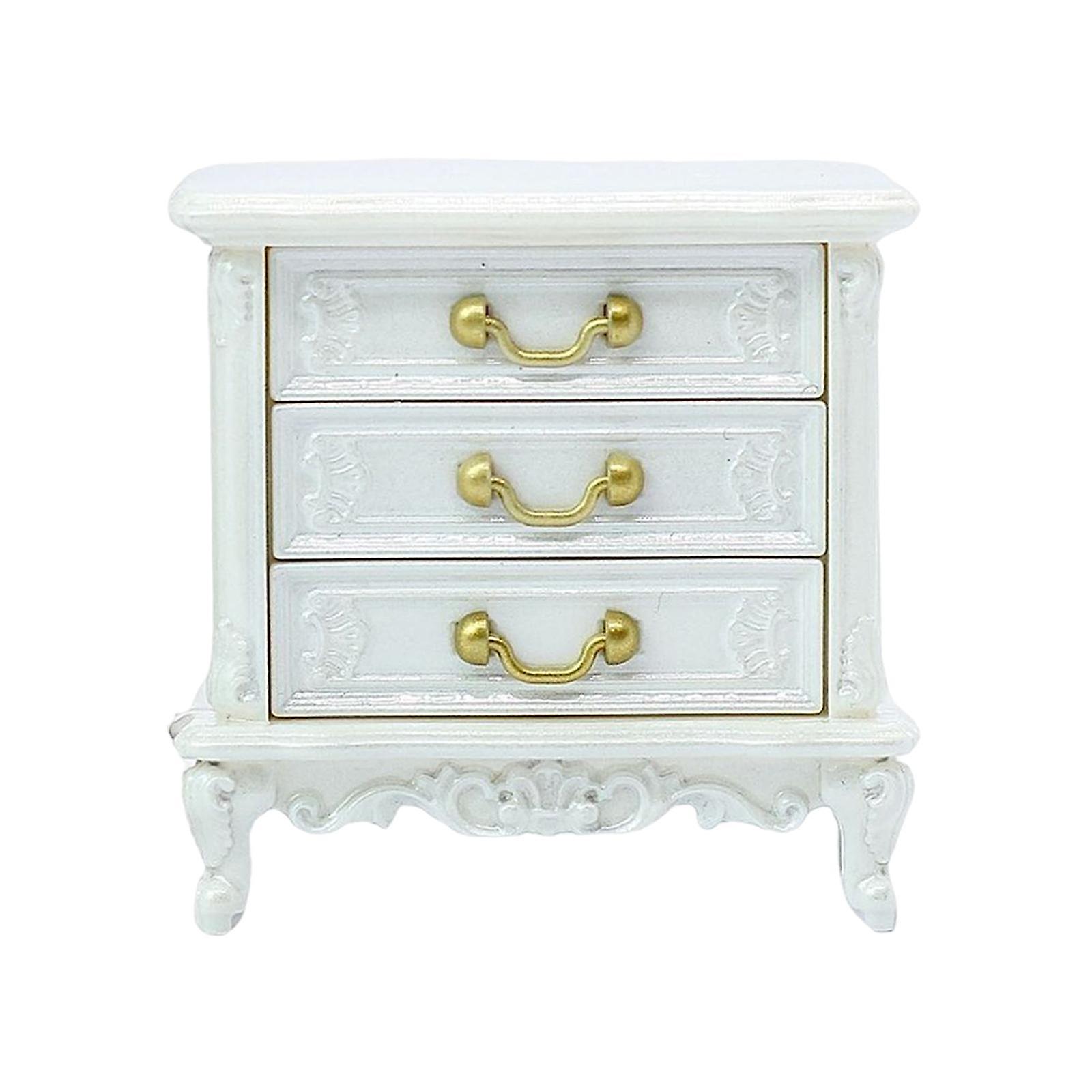 Dollhouse Night Stands Simulation Bedside Cabinet Accessory Pretend Game 3 Layer