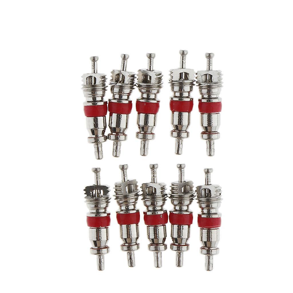 10 Pcs Replacement Tire Tyre Valve Stem Core for Motorcycle Silver + Red