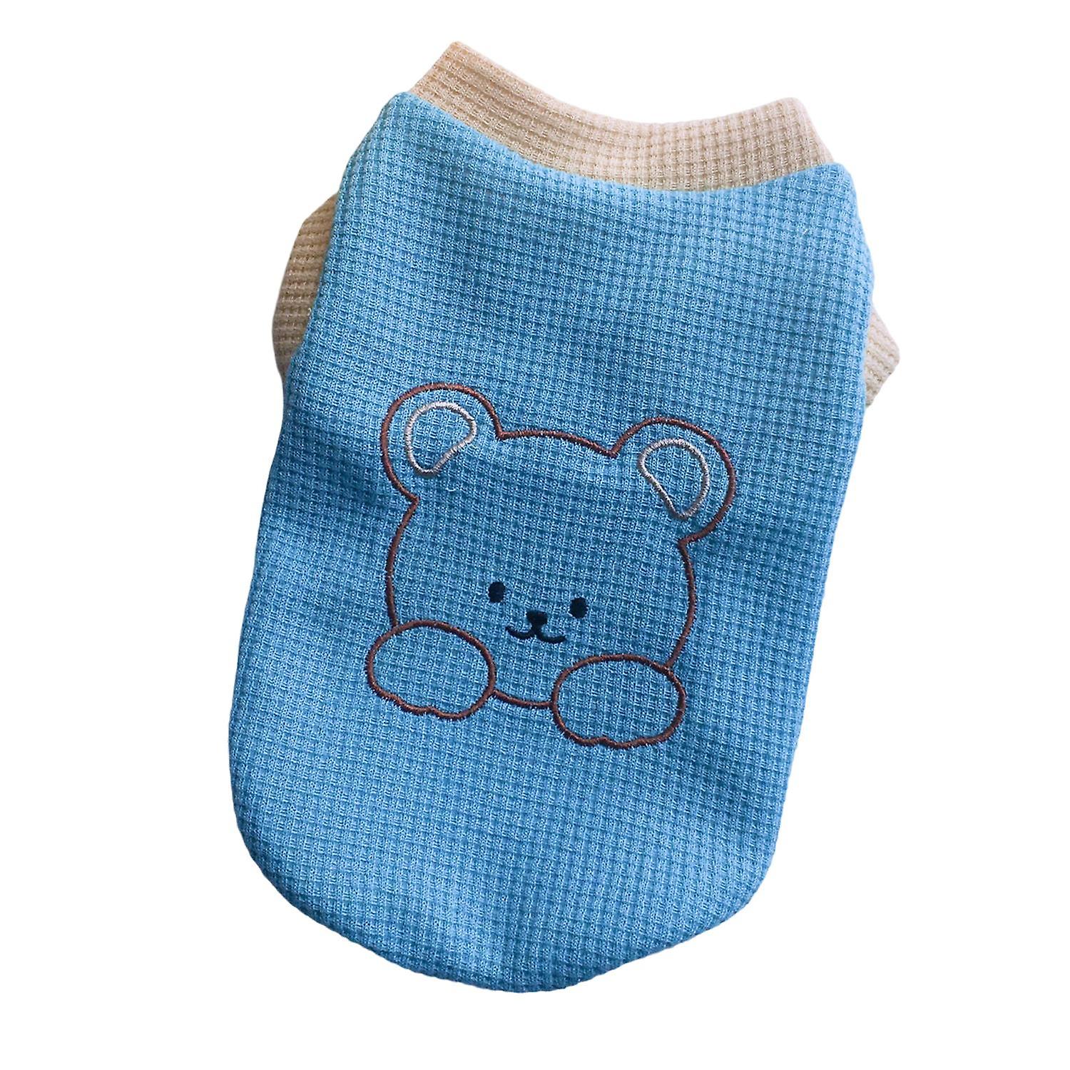 Pet Vest Contrasting Colors Bear Pattern Breathable Dog Pajamas Small Thin Puppy Outfit for Outdoor