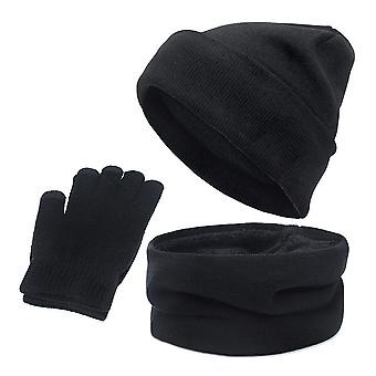 3 stuks Winter Gebreide Muts Sjaal Handschoenen Set Fleece Gevoerd Warme Muts Touch Screen Handschoenen voor Dames Heren Outdoor Fietsen Skiën