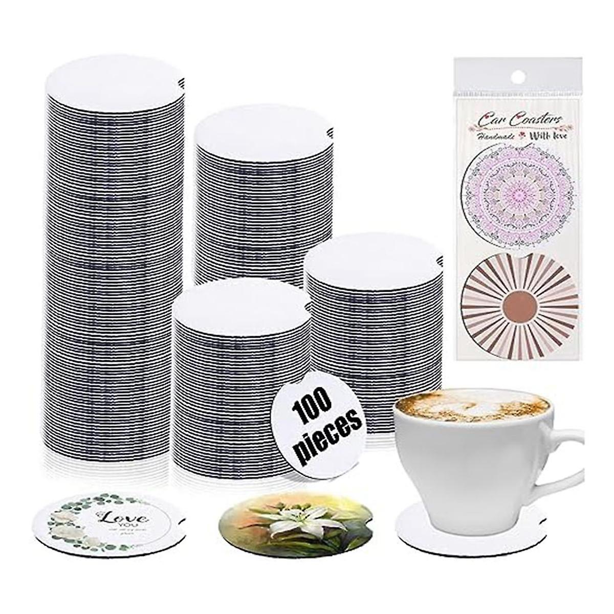 300 PCS Sublimated Blank Car Coasters Set 2.76 Inch Coasters Plastic Bag Car Coaster Display Cards