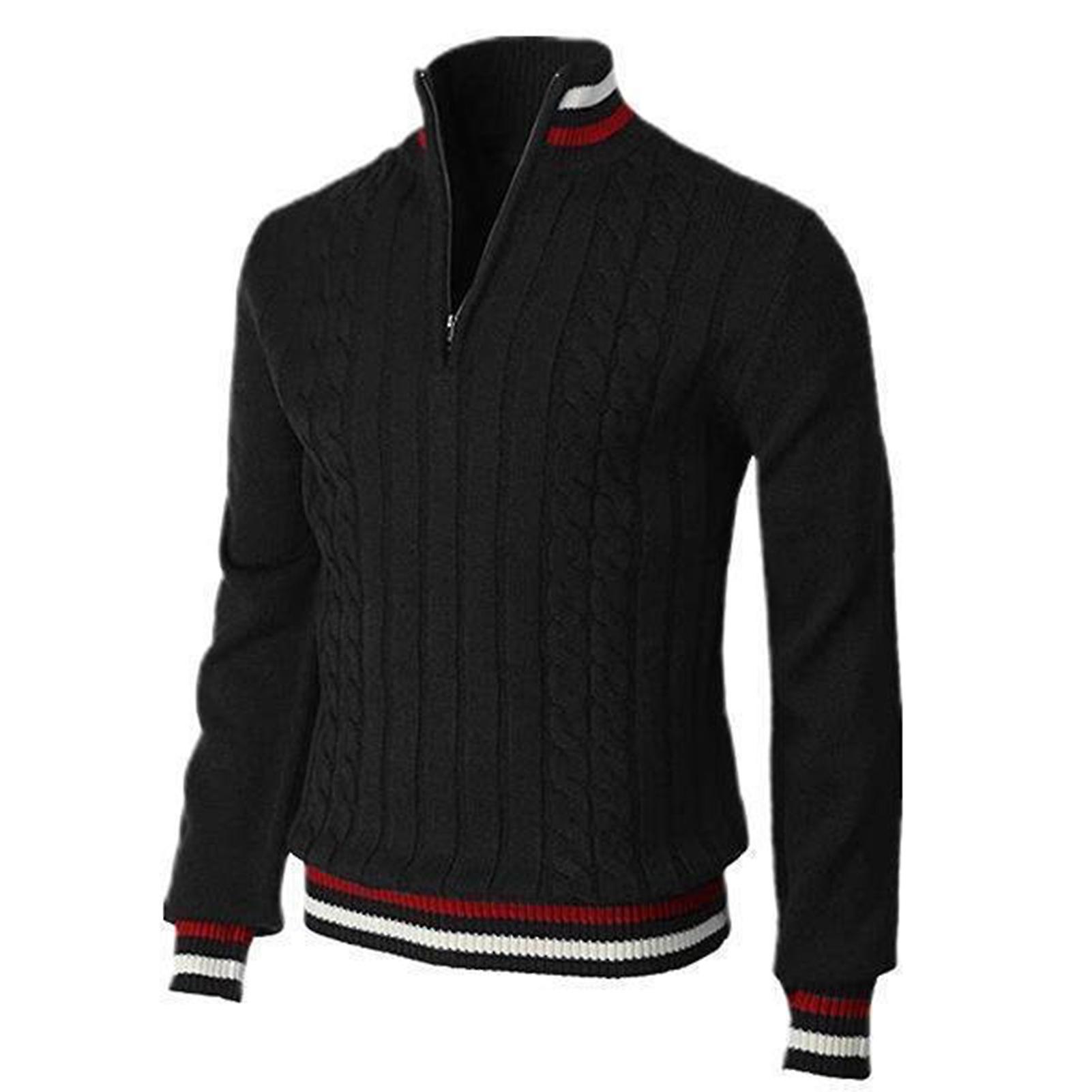 Col Roulé Manches Longues Col Fermeture Éclair Pull Pull Hommes Printemps Automne Patchwork Couleur Twist Pull Pull Streetwear