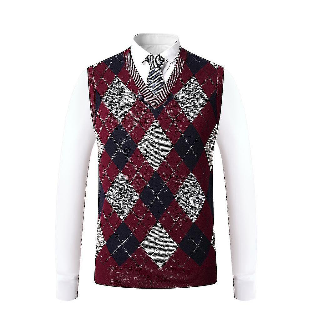 Herr Cashmere Pullover Wool Blend Ärmlös stickad V-ringad tröja