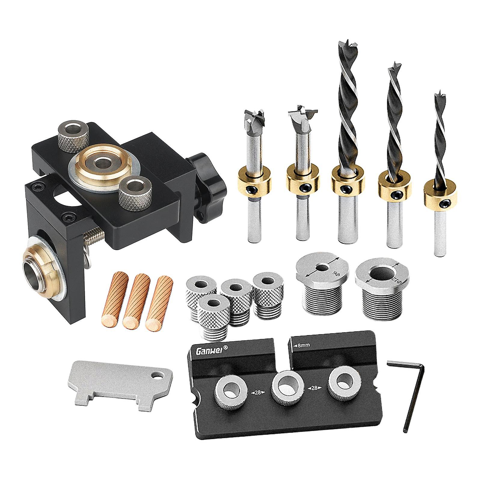 Self Center Dowel Jig Kit with Positioning Clip Wood Working Drill Guide Kit