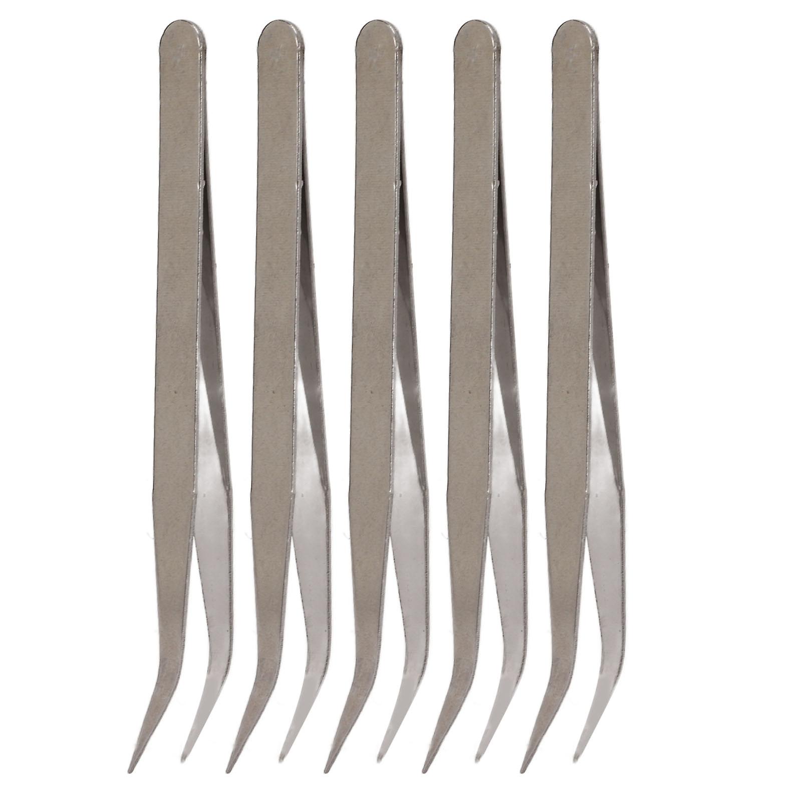 5Pcs Curved Tweezers Stainless Steel Multifunctional Auxiliary Tools for Electronic Repair Jewelry Making