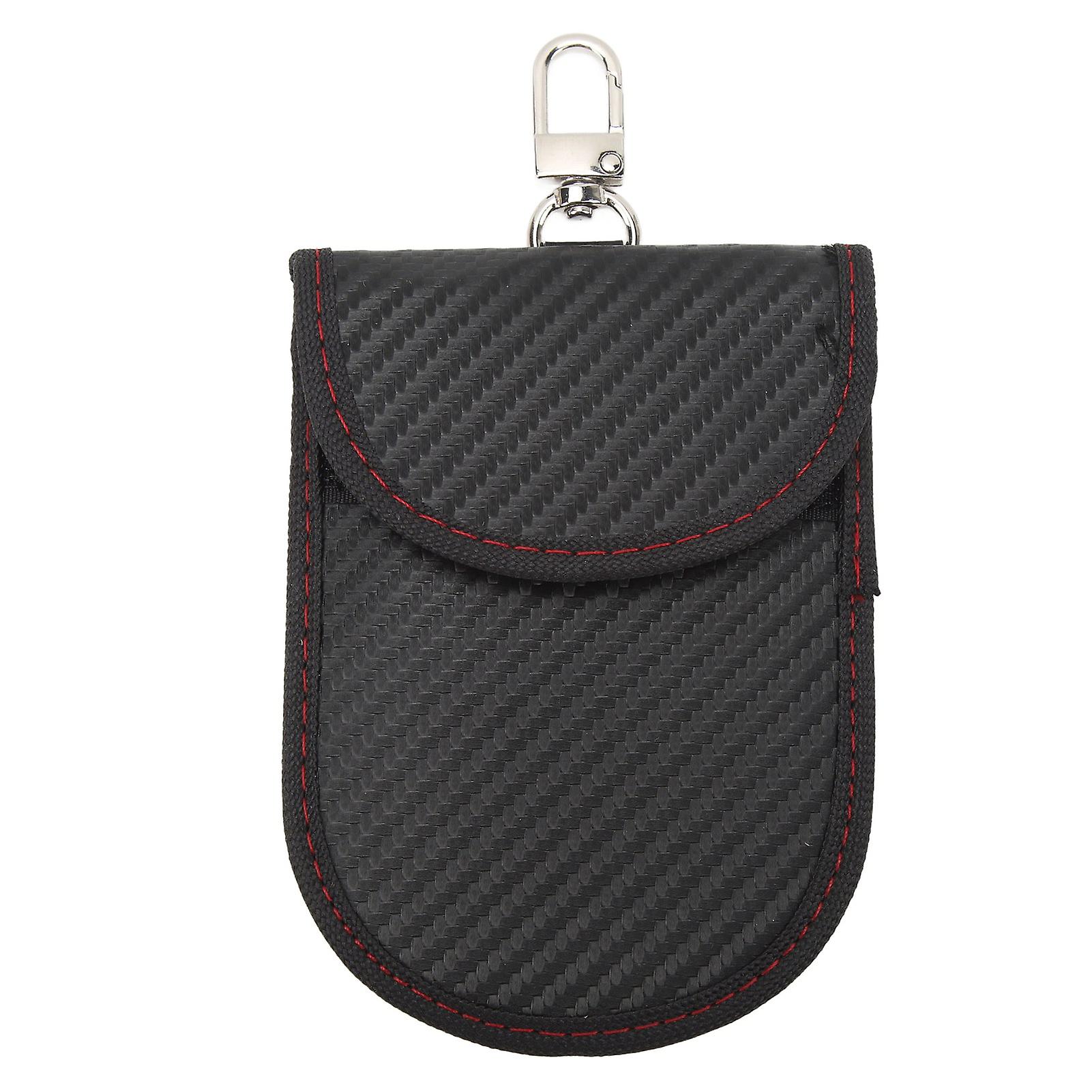 Key Fob Bag Car RFID Signal Blocking Key Fob Protector Double Layers of Shielding Carbon Fiber Anti Theft Car Keys Pouch