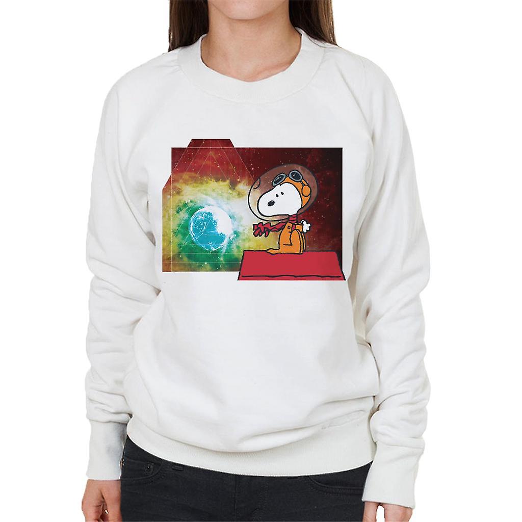 Peanuts Snoopy Kennel Ship Overlooking Earth Women's Sweatshirt