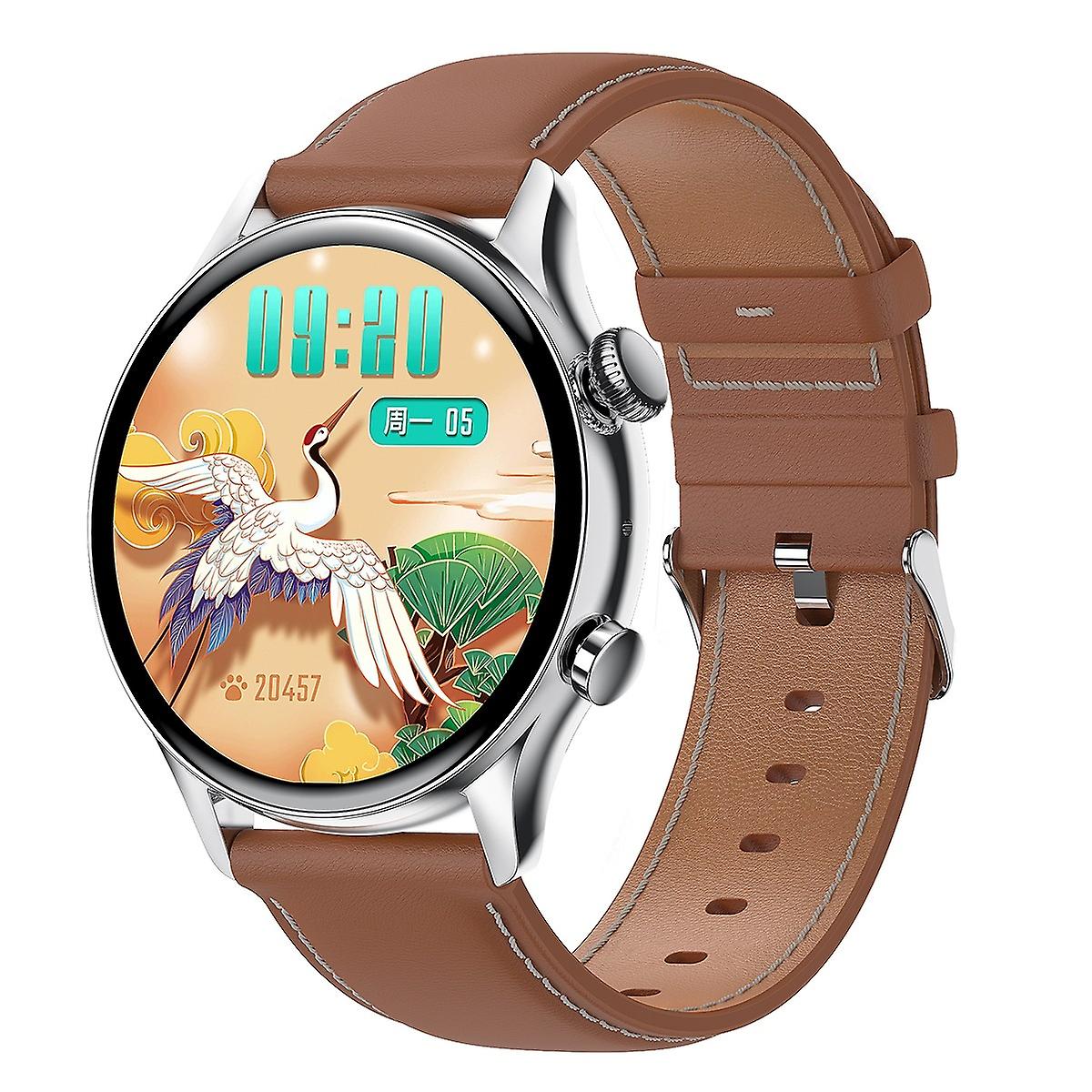 HK8Pro 1,36 pouce AMOLED Écran Bracelet En Cuir Montre Intelligente Bracelet En Cuir (Argent)