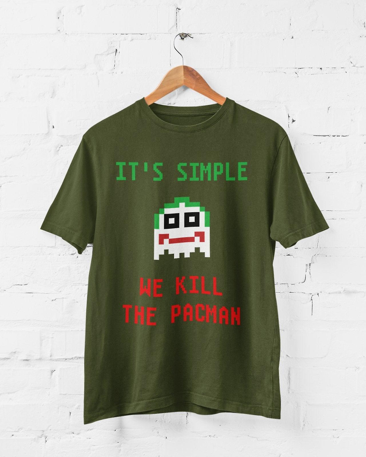 Funny T Shirt It's Simple We Kill The Pacman Retro Gaming Joker Parody 8 Bit