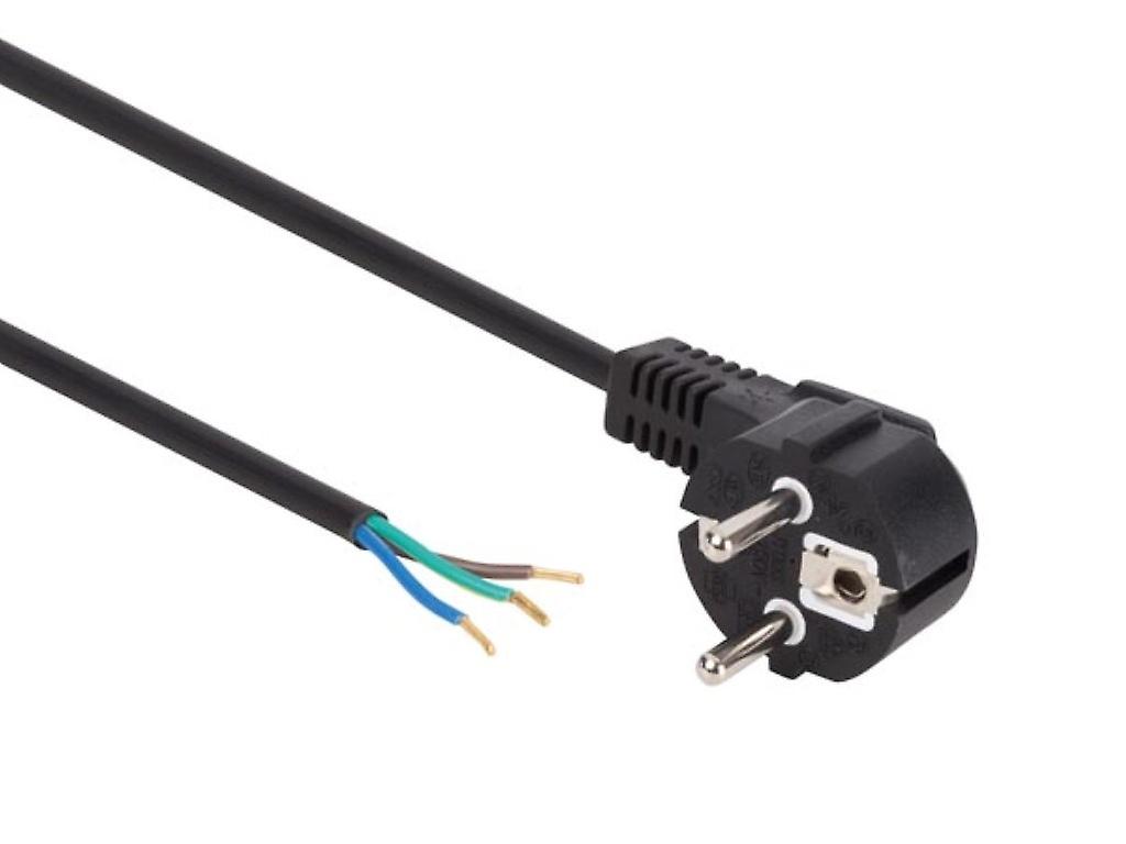 Power cord black Cee 7/7 90 + cables end L=3 m H05Vv-F 3G0.75 mm²