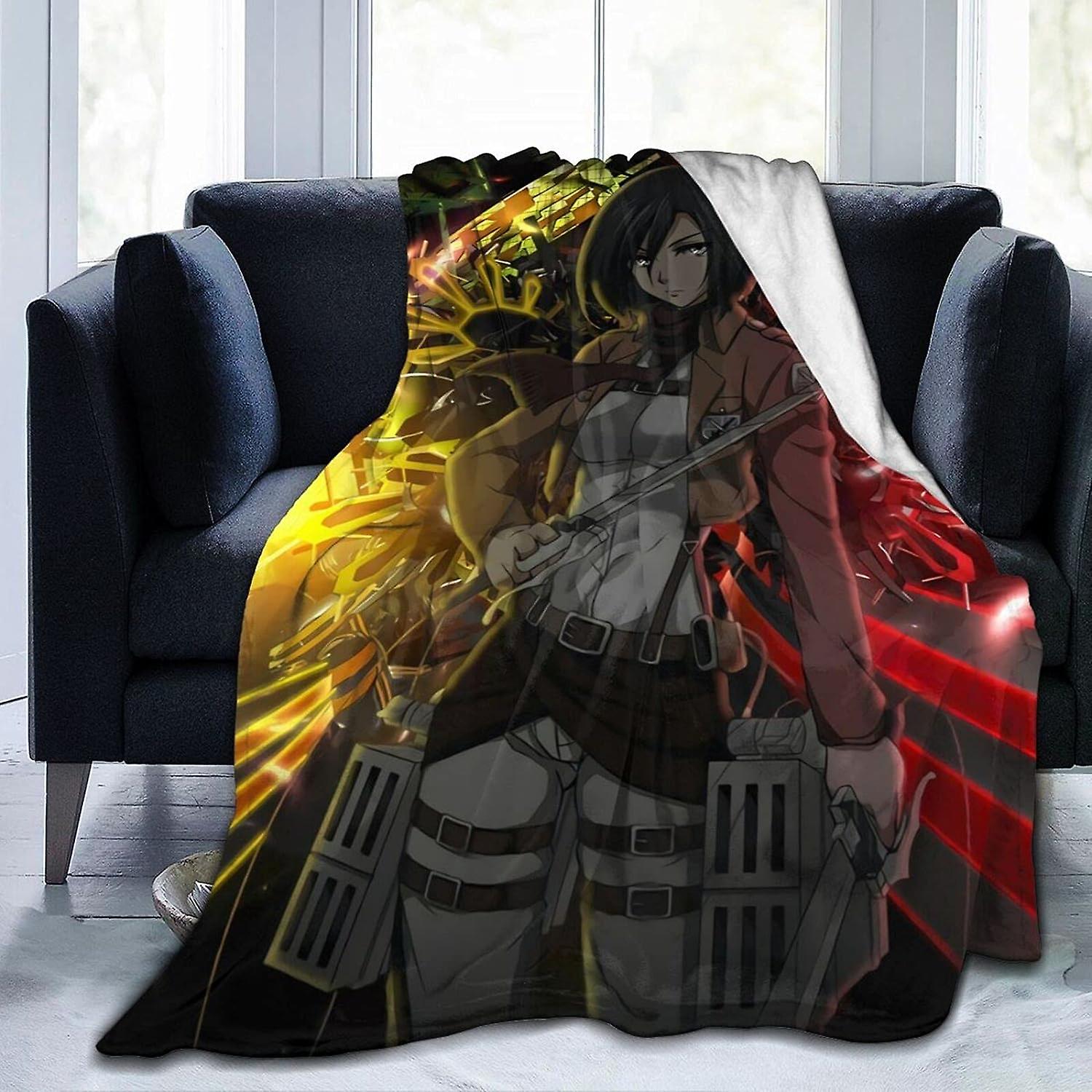 담요 Mikasa Ackerman 슈퍼 부드럽고 편안한 양 털 담요 담요 피크닉 담요 캠핑 담요 비치 담요