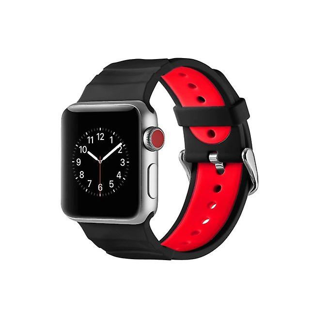 Concave silicone watchband for Apple Watch series 3 and 2 and 1 42 mm black red