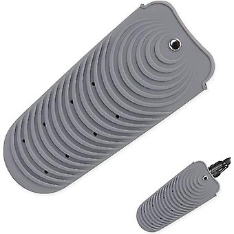 Bolsa portátil de silicona resistente al calor para alisar el cabello (gris)