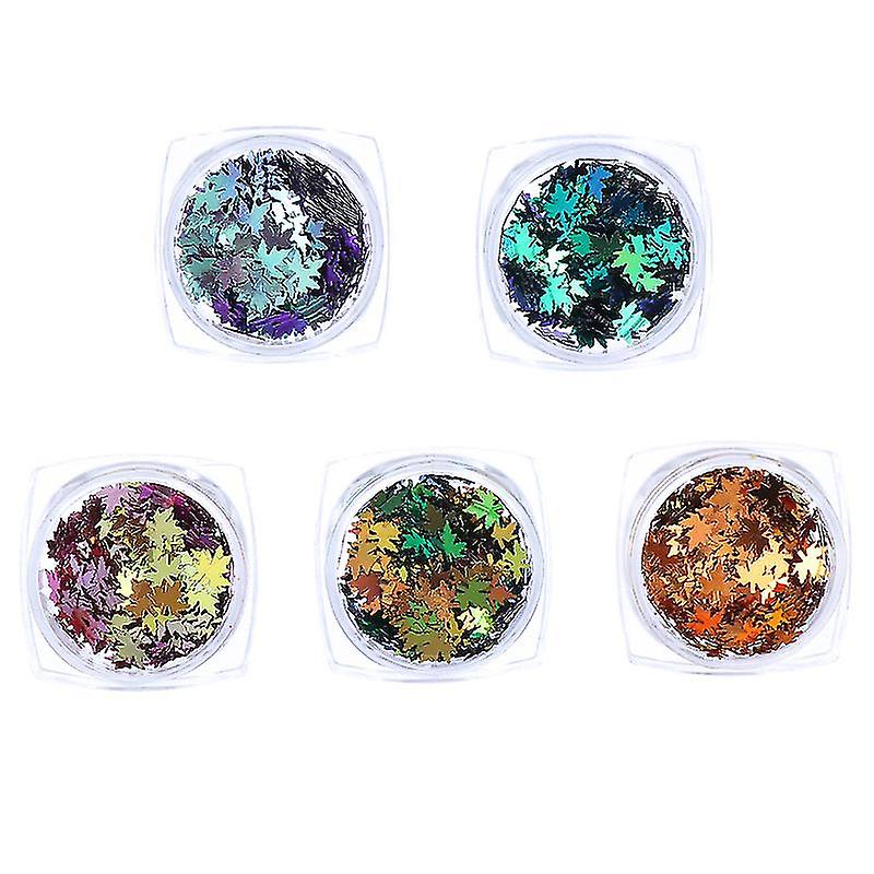 5pcs Maple Leaf Nail Sequins