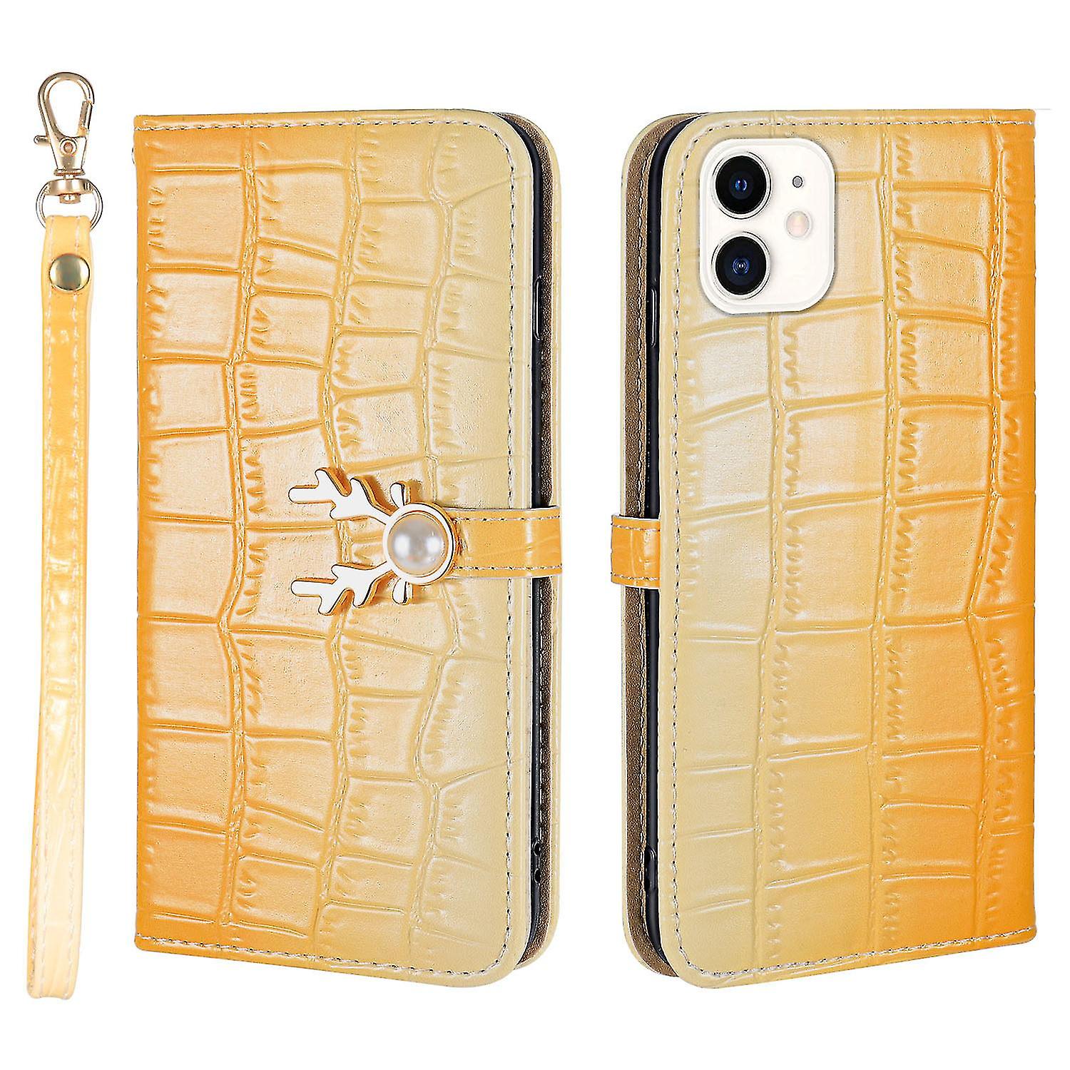  Elk Pattern Phone Case For Iphone 11 With Card Holder, Lanyard, Pu Leather Material, Wallet Function, Corner Fall Protection