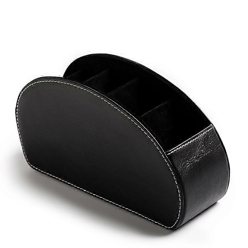 PU Leather Remote Control Holder, Multifunction Organizer with 5 Compartments, Storage Box for TV Remotes, Pencils, Makeup Brushes