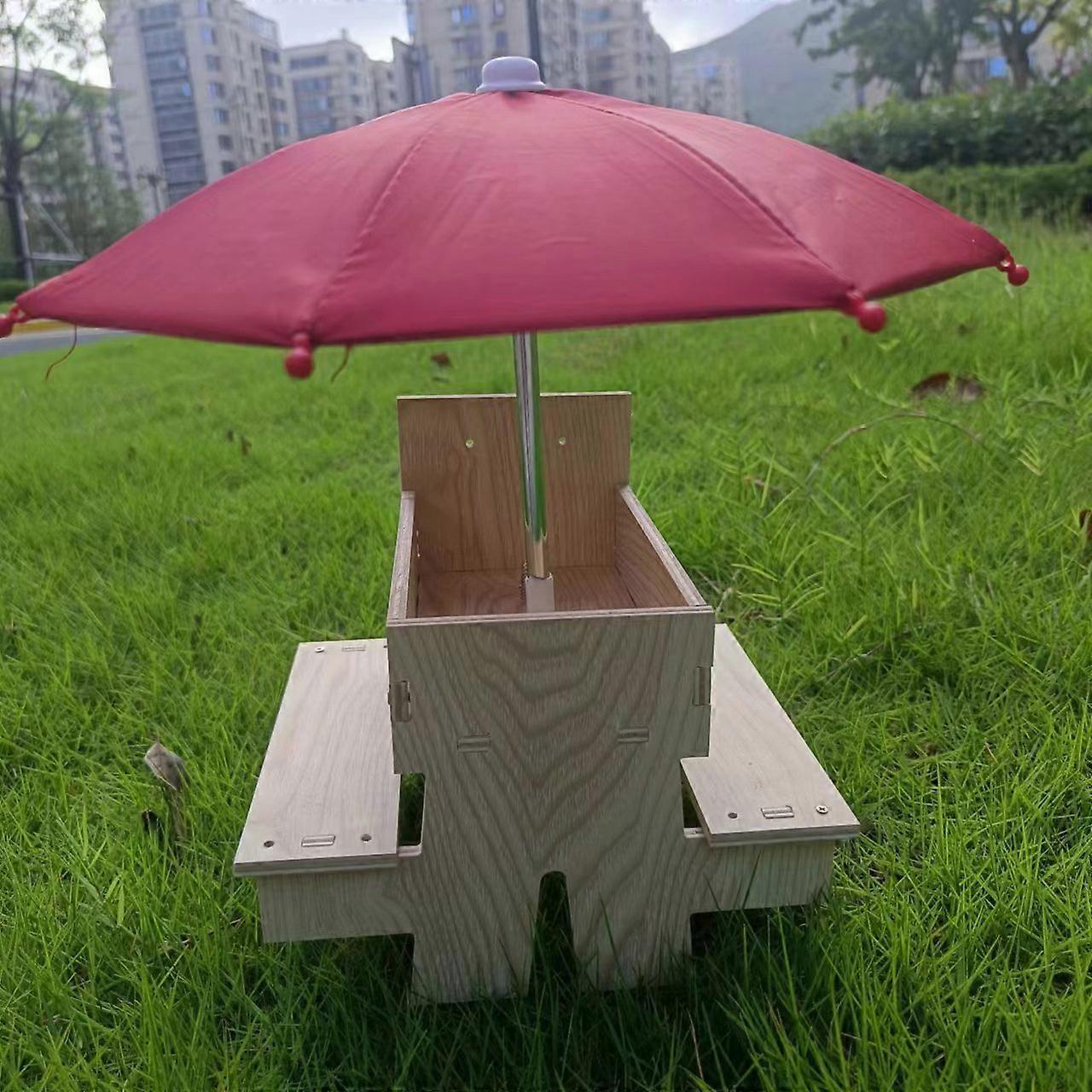 Squirrel Feeder Picnic Table With Umbrella, Wooden Squirrel Feeders For Outside With Corn Cobs, Cute Chipmunk Feeder With Solid Structure For Squirrel
