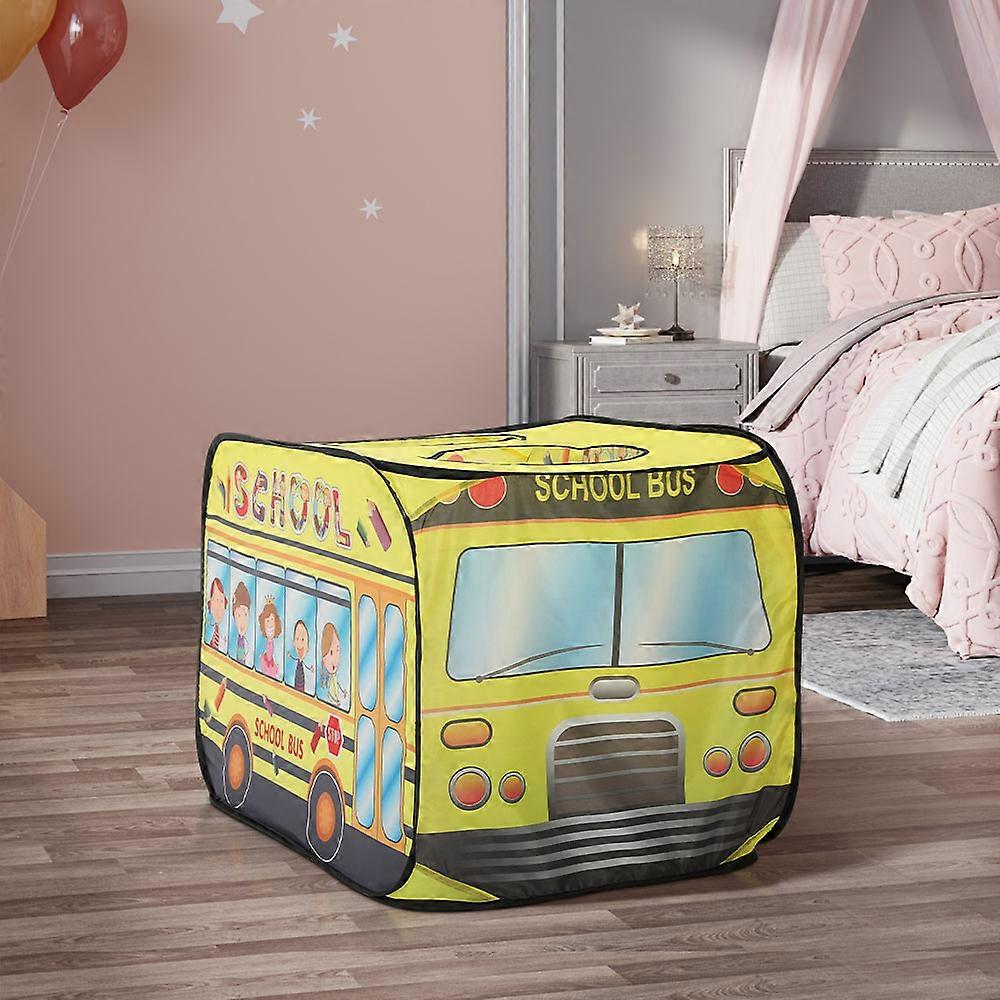 School Bus-Themed Play Tent with 2 Top Openings