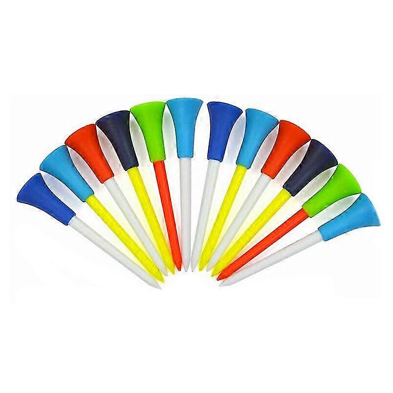 50pcs Golf Tools 83mm Multicolor Plastic Golf Tees Rubber Cushion Professional