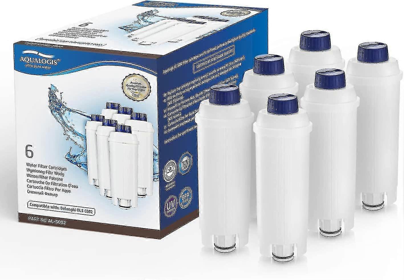 Water Filter Cartridge For Coffee Machine With Activated Carbon Softener, Compatible With Delonghi Ecam, Esam, Etam, Bco, Ec. Product Pack Of 6