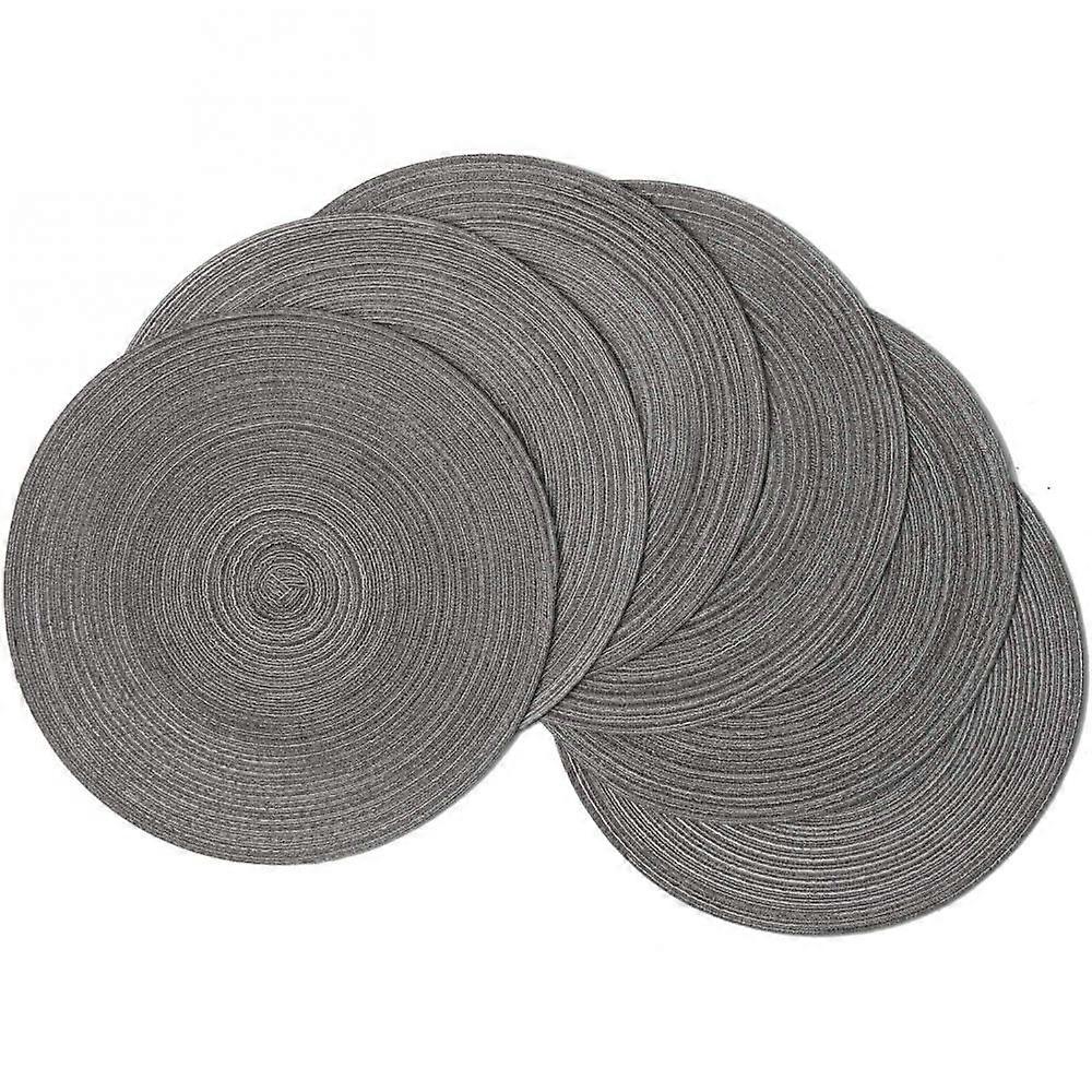6er Set Platzsets Baumwolle Rund Geflochtene Tischsets Abwaschbar 38cm