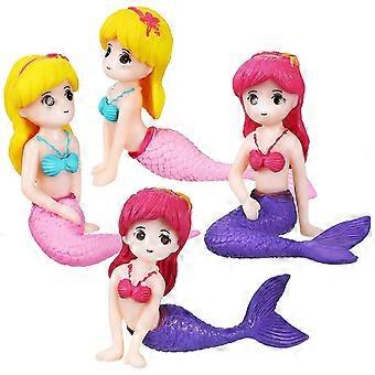 4 Pcs Miniature Mermaid Figurines Mini Mermaid Statues Aquarium Decorations Fish Tank Ornaments