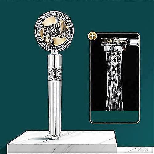 دش موفر للمياه عالي الضغط، رأس دش محمول يدور 360 درجة مع فلتر، رأس دش توربو سبا مع مروحة ومفتاح (اذهب