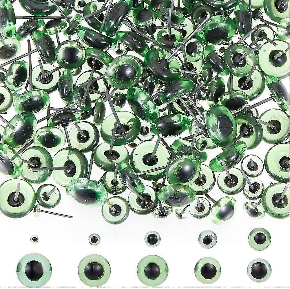 100 Pairs 10 Sizes Lime Green Needle Felting Eyes Glass Fake Eyes with Iron Pins Cartoon Craft Eyes for Plush Animal Doll Puppet