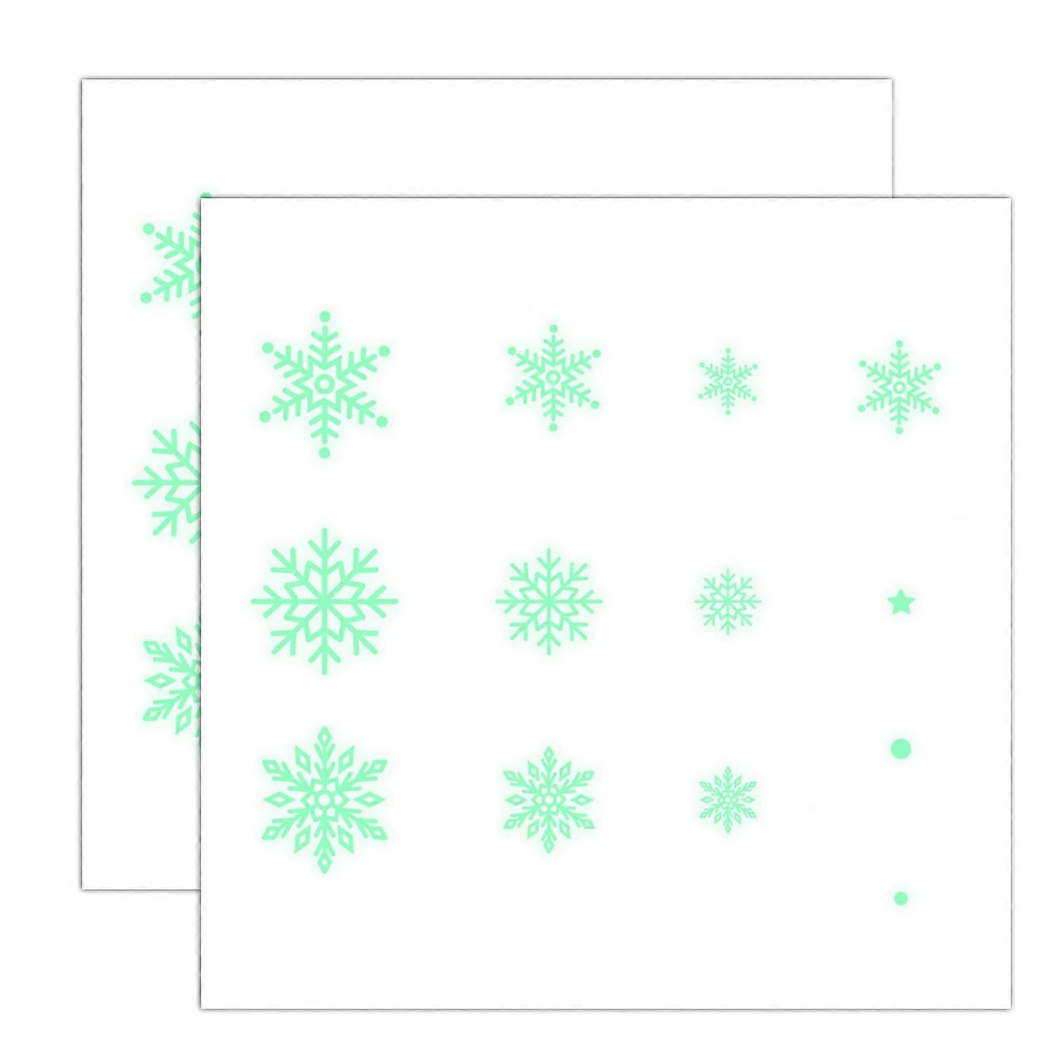 4 Sheets Christmas Snowflake Window Sticker Glow in The Dark Holiday Decoration Removable PVC
