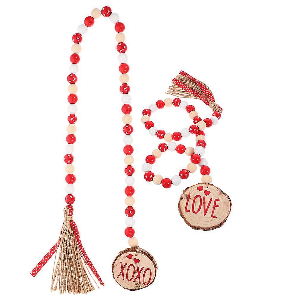2pcs Valentine's Day Wood Beaded Garland Beaded Garland Decor Valentine's Day Bead String Decor